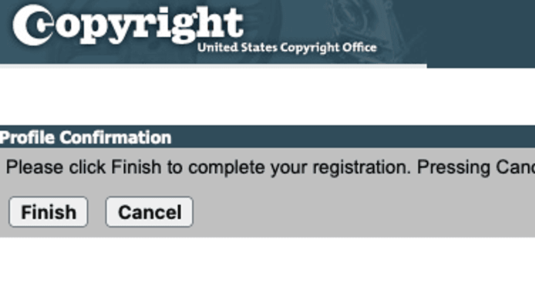 Copyright office website finish registration
