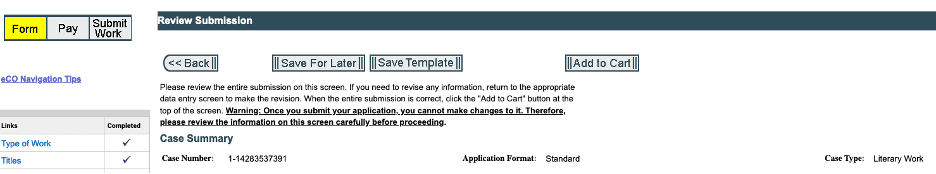 Copyright application add to cart