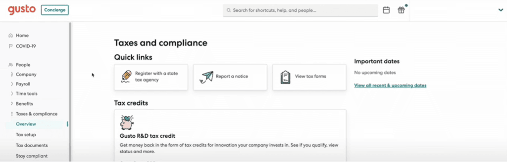 Gusto tax information