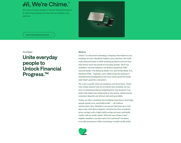 Chime About Us page