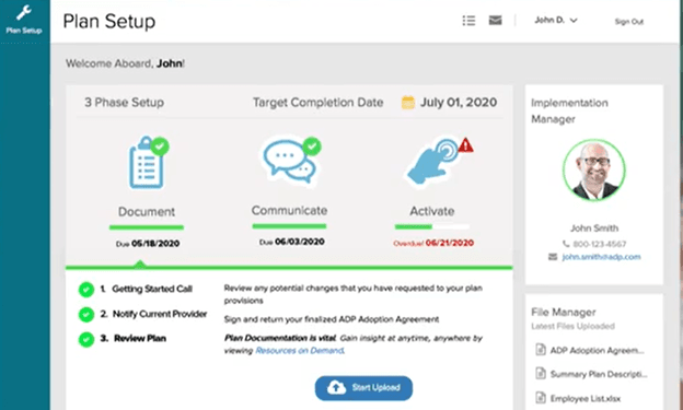 ADP retirement intuitive dashboard