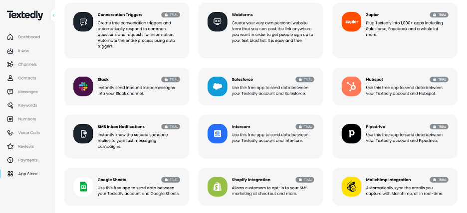 Textedly integrations