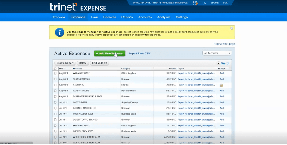 TriNet expense management