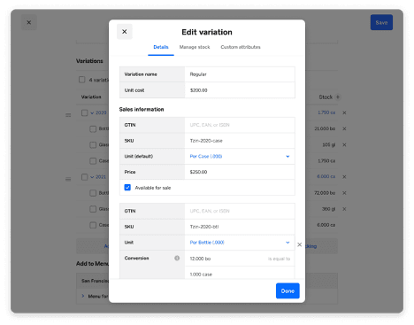Square inventory management