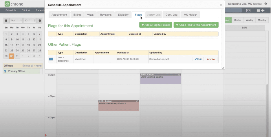DrChrono patient flags