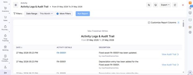 Zoho activity