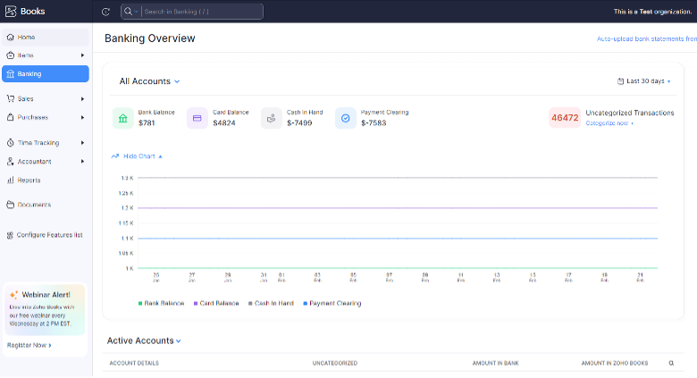 Zoho Books interface
