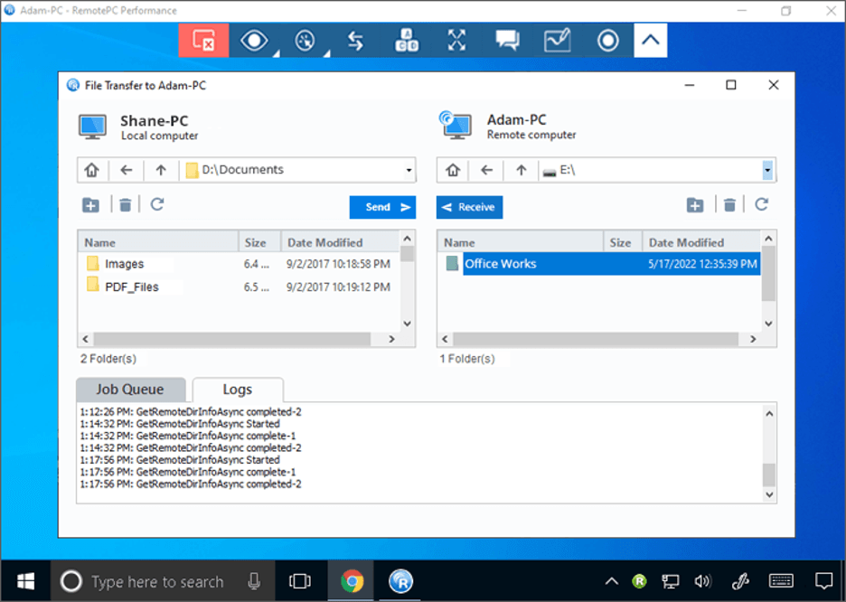 RemotePC file transfer