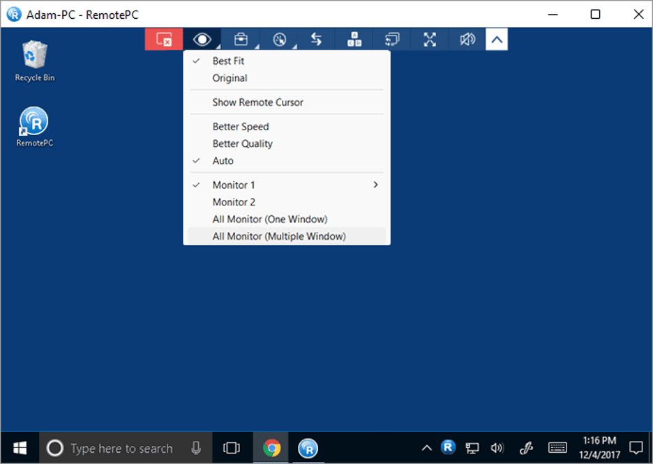 RemotePC multiple monitors