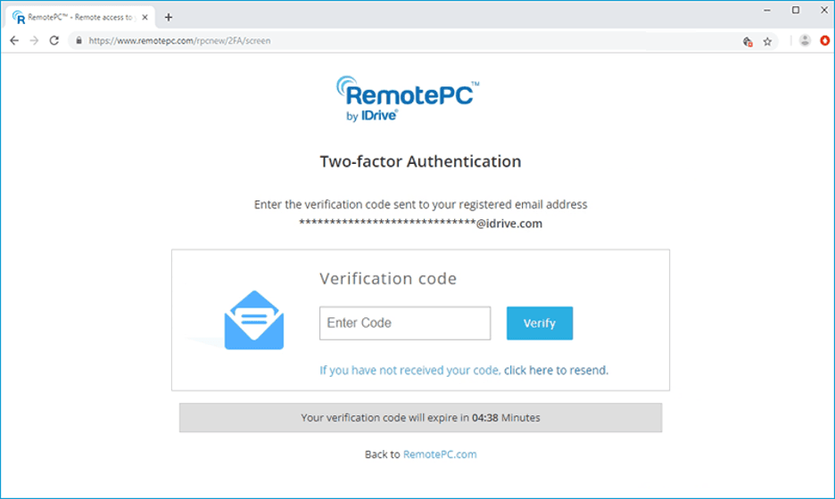 RemotePC two-factor authentification