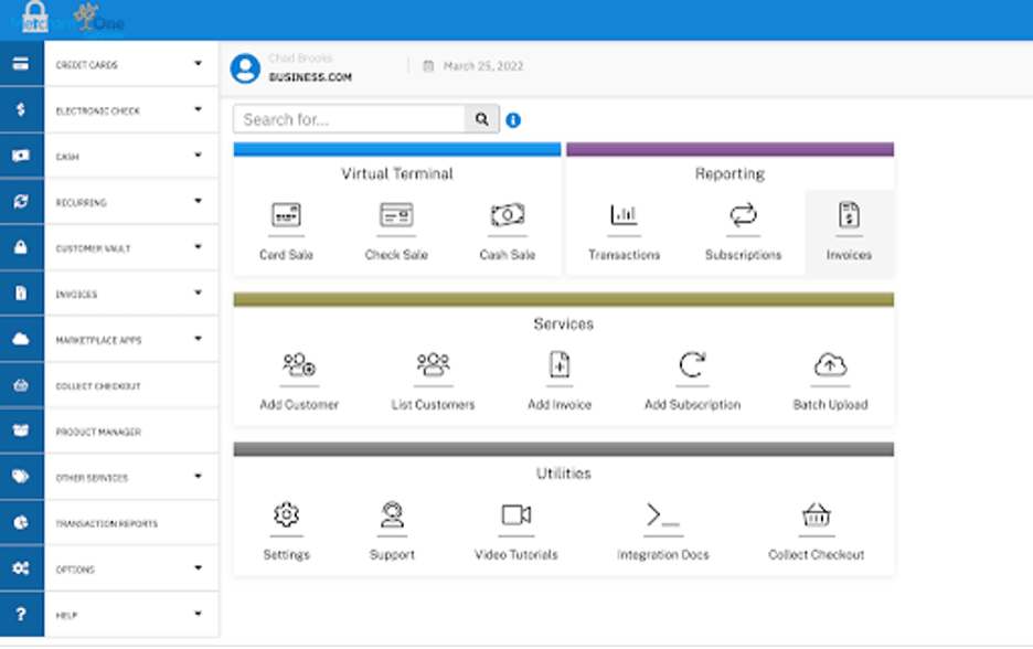 Merchant One interface
