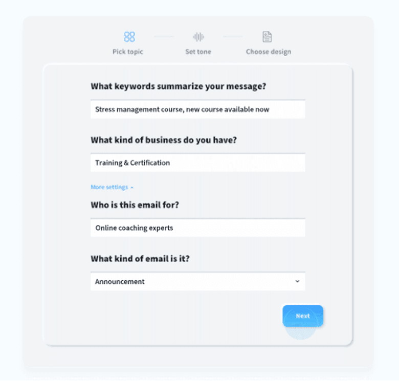 Getresponse AI email writing