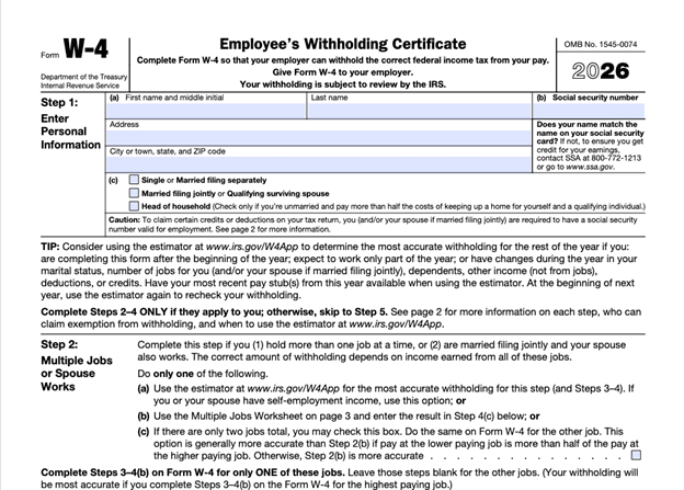 IRS W-4 form