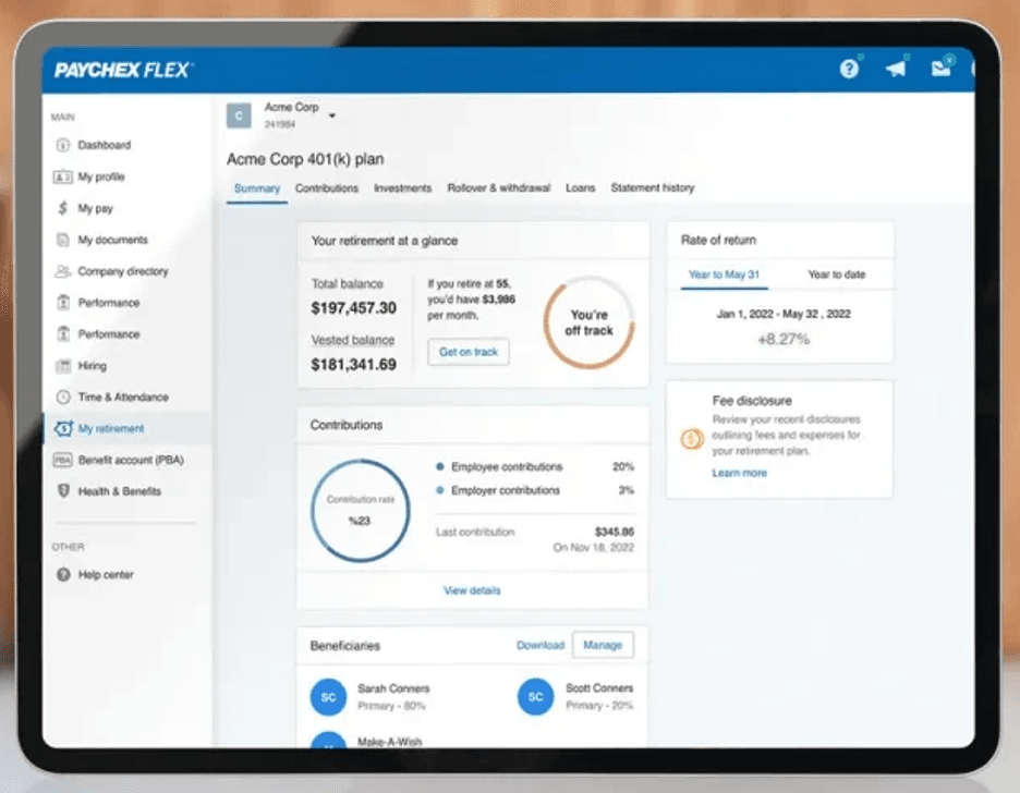 Paychex pension details