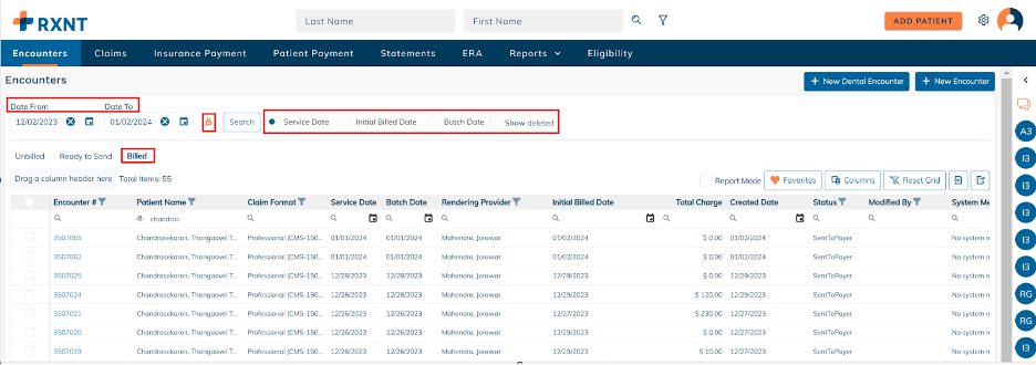 RXNT software layout