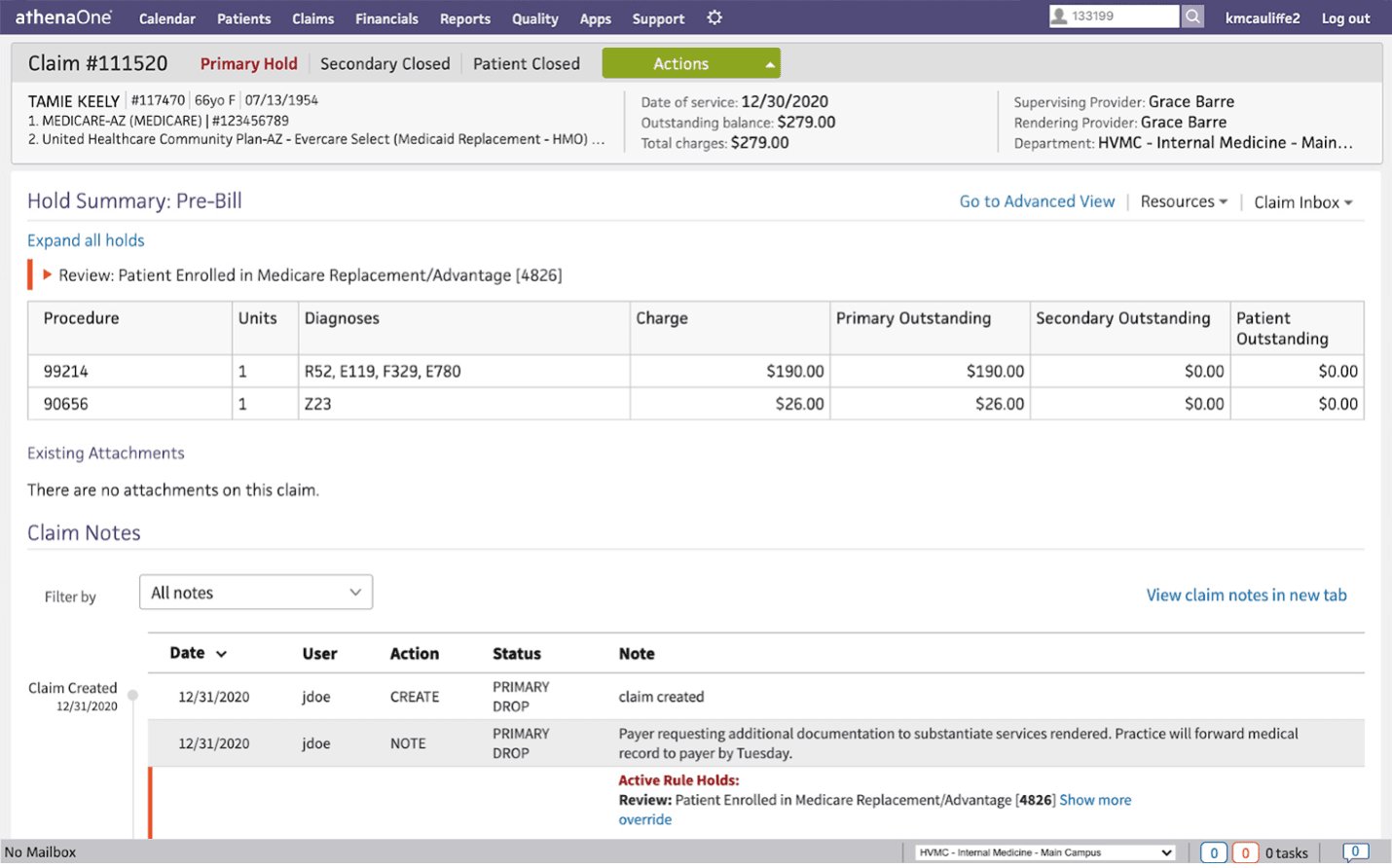 athenahealth dashboard