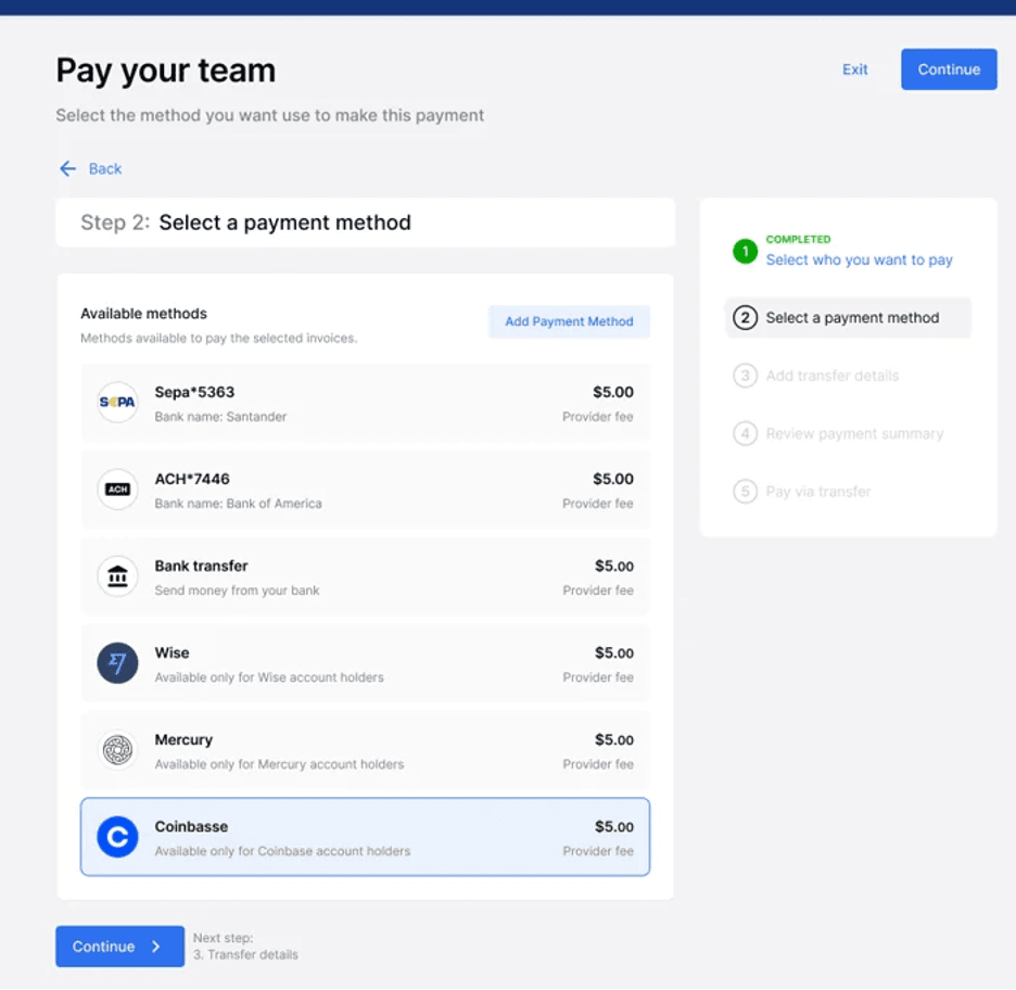 Deel payment methods