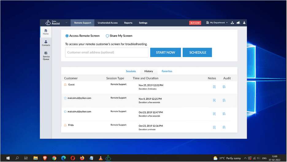 Zoho Assist dashboard
