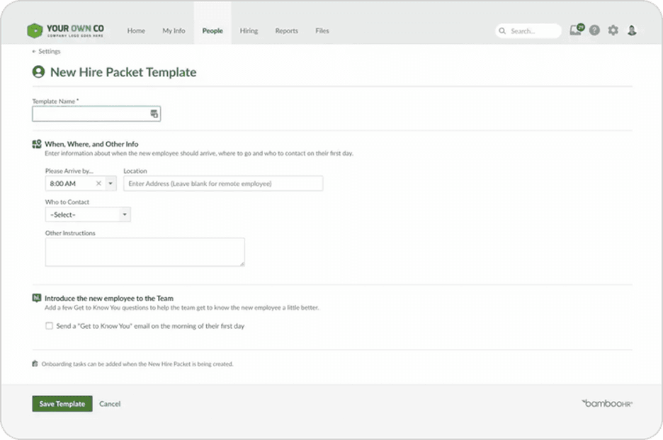 BambooHR templates