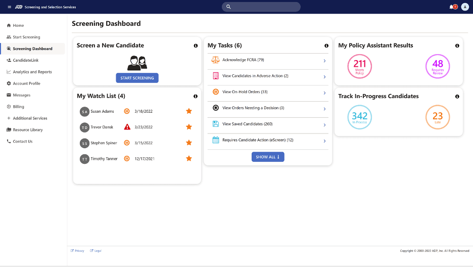 ADP employee screenings