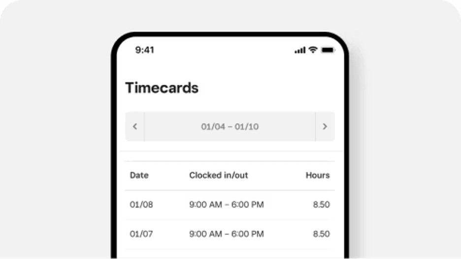Square timecards