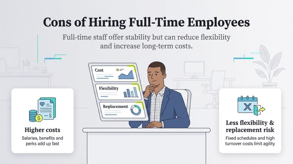 cons of full time hiring graphic