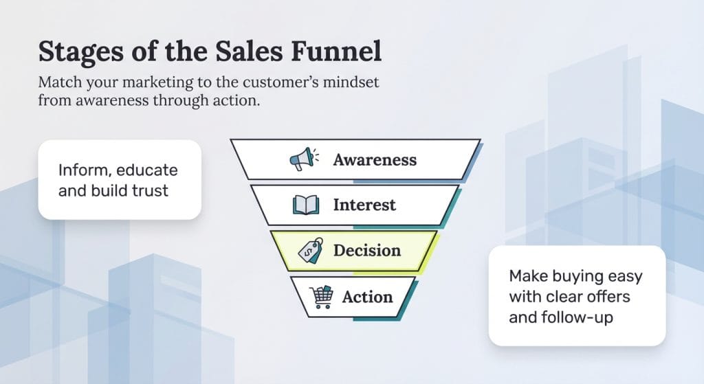 Sales funnel stages graphic