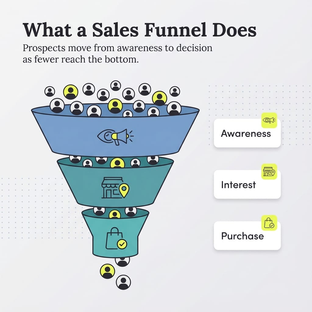 Sales funnel diagram graphic