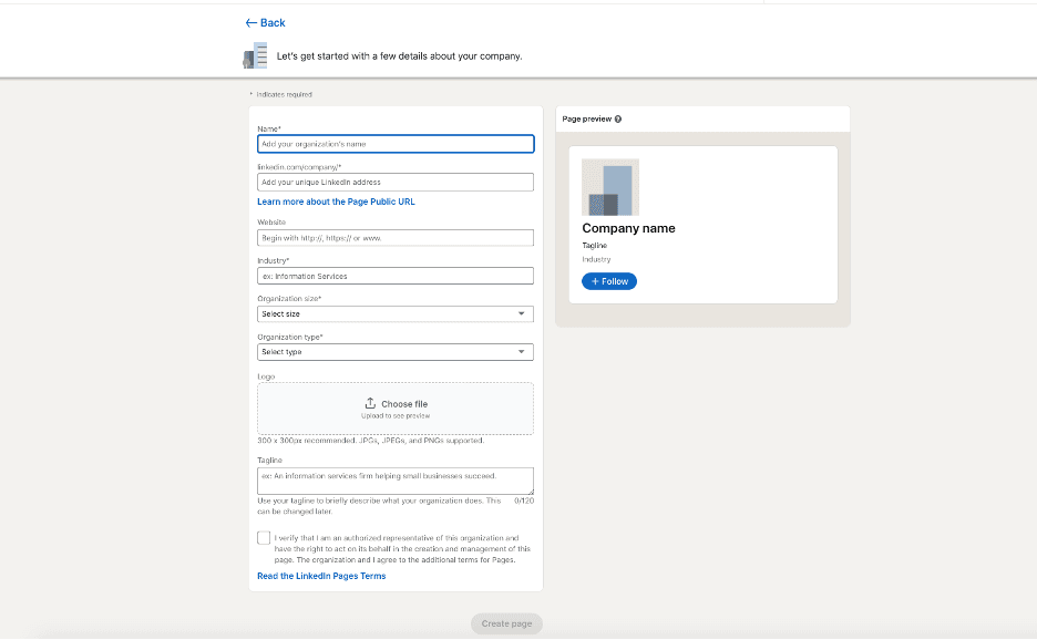 LinkedIn company details page