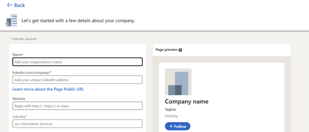 Launching your page is as simple as filling out a few fields of basic information about your business, uploading a brand image and creating a tagline.