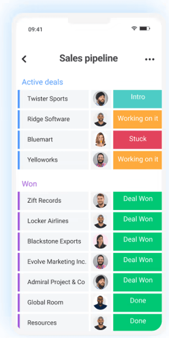 monday.com CRM mobile app