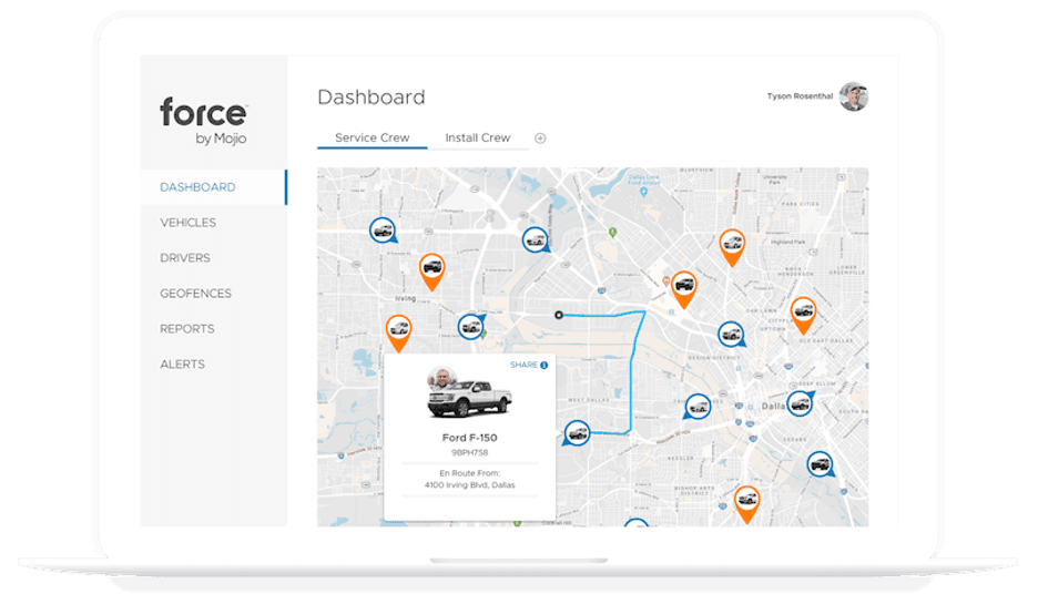 Force by Mojio dashboard