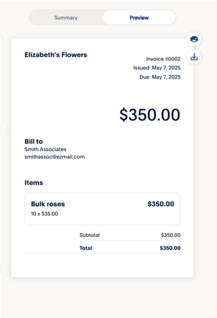 PayPal invoice preview