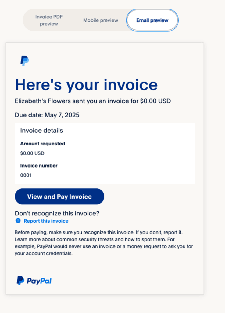PayPal here's your invoice