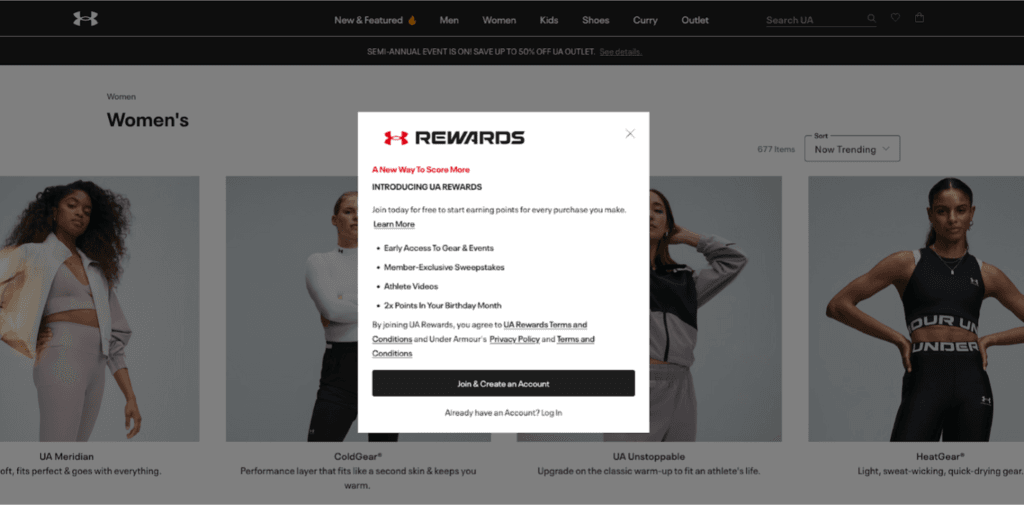 Under Armour email signup