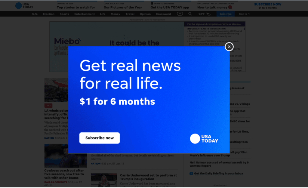 USA Today email signup