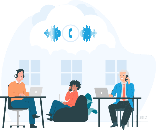 graphic of businesspeople talking on phones