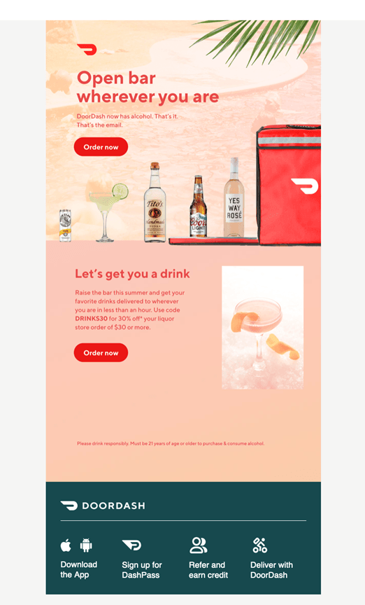 Door Dash email campaign
