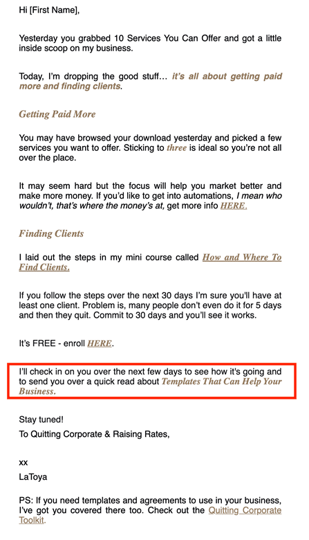 Quitting Corporate letter example