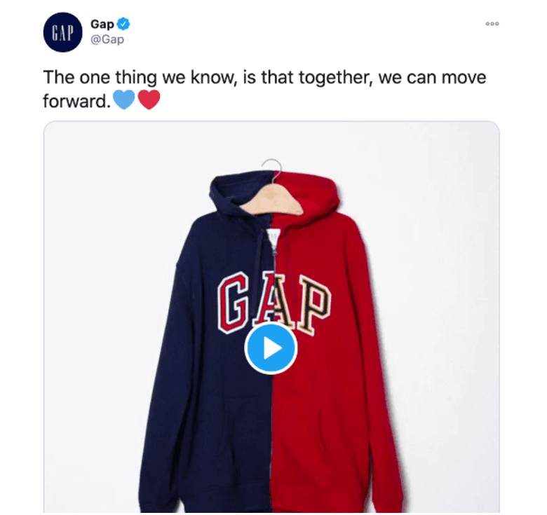 Gap unity hoodie tweet