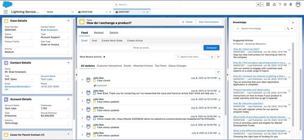 Salesforce customer case screen