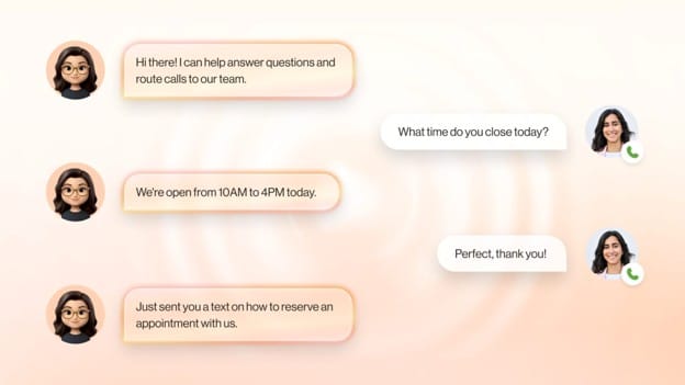 AI-powered virtual agent answering a customer's question and routing the conversation to the appropriate team while continuing the interaction across voice and text.