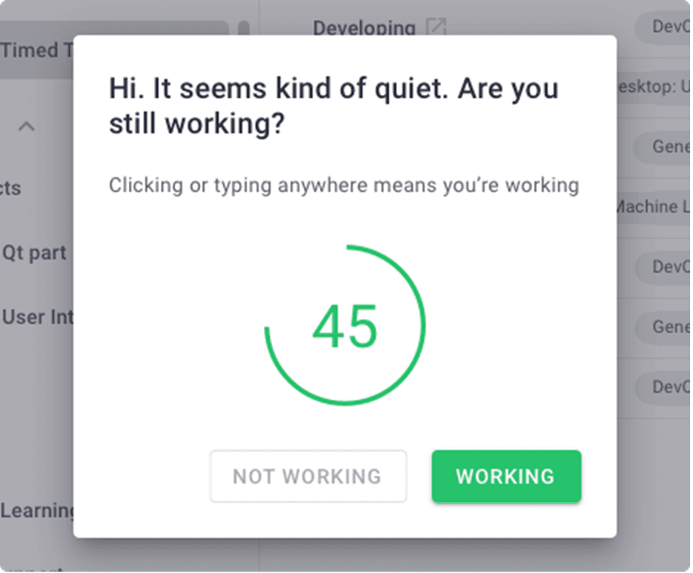 Time Doctor inactivity alert