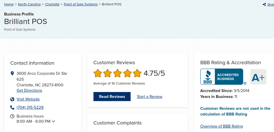 Brilliant POS rating