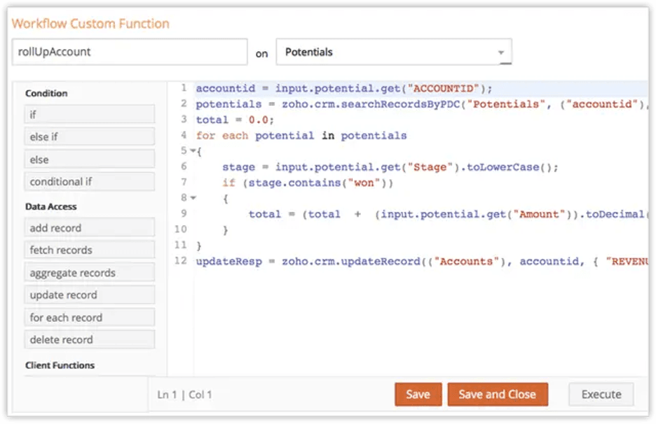 Zoho custom functions