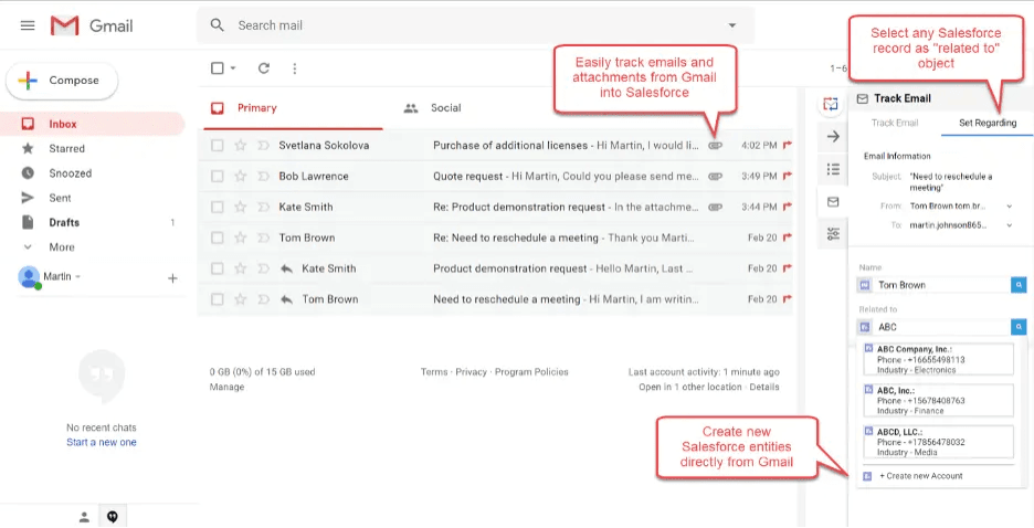 Salesforce Gmail integration