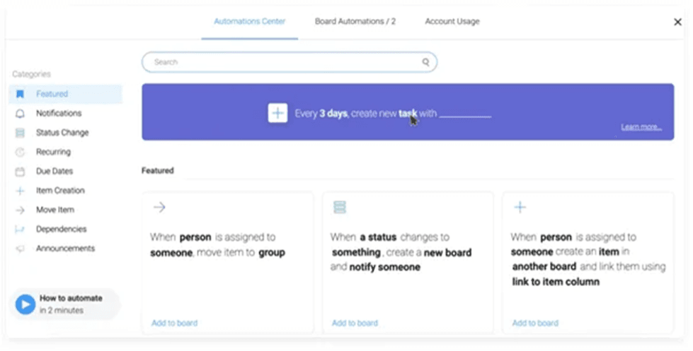 monday CRM workflow automations