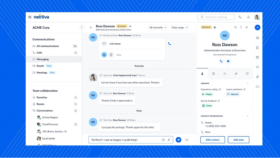 Nextiva's Threaded Conversation feature