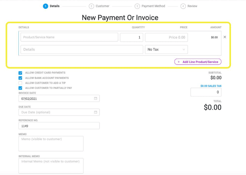 Stax invoice sending