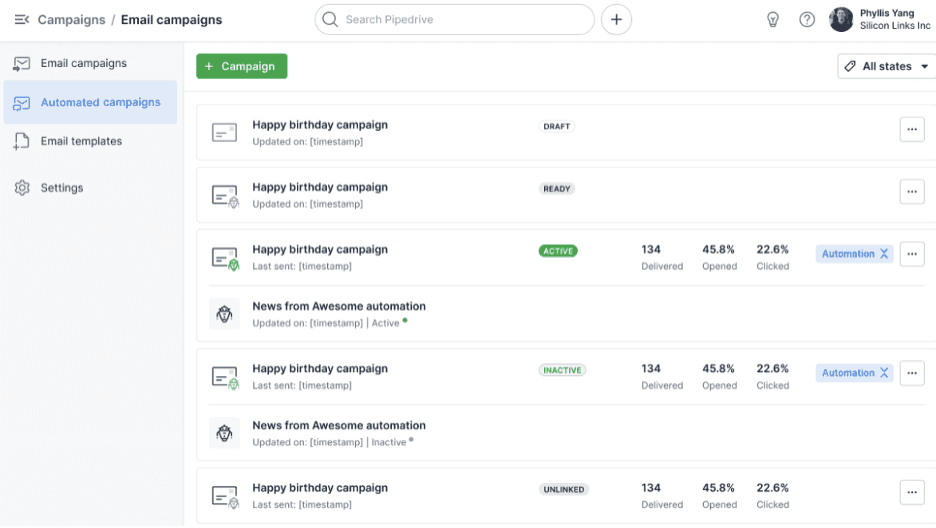 Pipedrive email campaigns